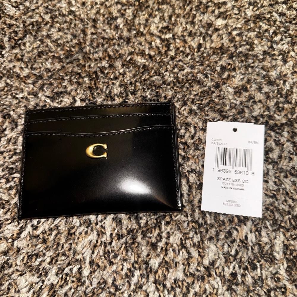 Black Coach Spazzolato Leather Card Holder